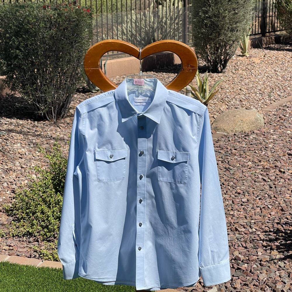 CALVIN KLEIN - Blue Casual Button Down Shirt